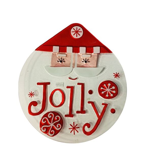 New Jolly Santa Fusion Glass Shaped Plate Platter Lori Siebert 2011 Silvestryi - Picture 4 of 9